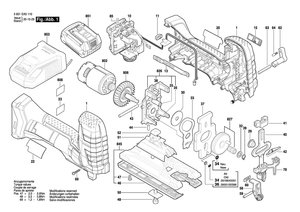 Diagram Diagram and Parts List for GST18V-47N 3 601 EA5 110 Bosch Jig Saw