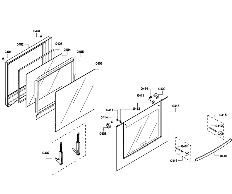 Door Assy Diagram and Parts List for HBL3450UC 05 Bosch Wall Oven