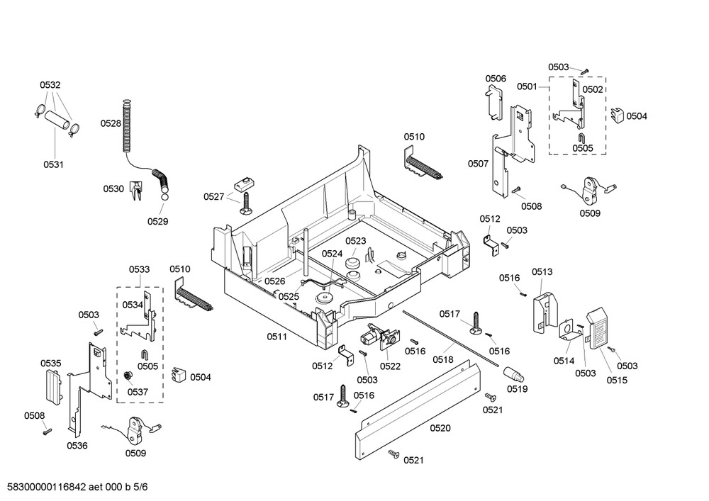 Diagram 5 Diagram and Parts List for SHX46B05UC-21  Bosch Dishwasher