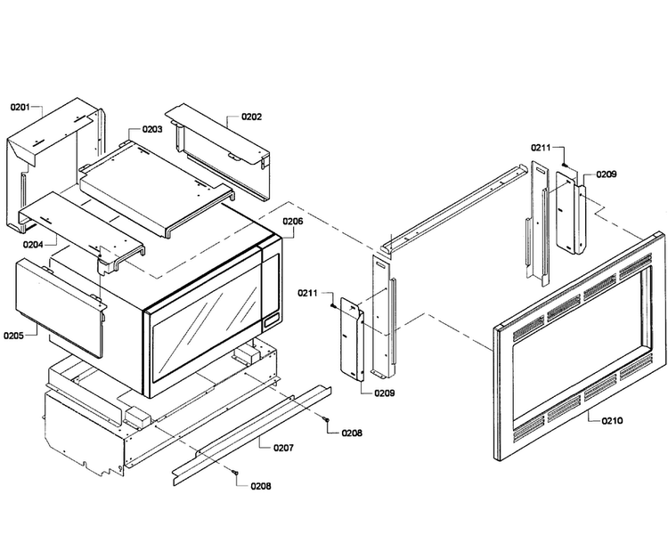 Trim Assy Diagram and Parts List for HBL5760UC 06 Bosch Microwave