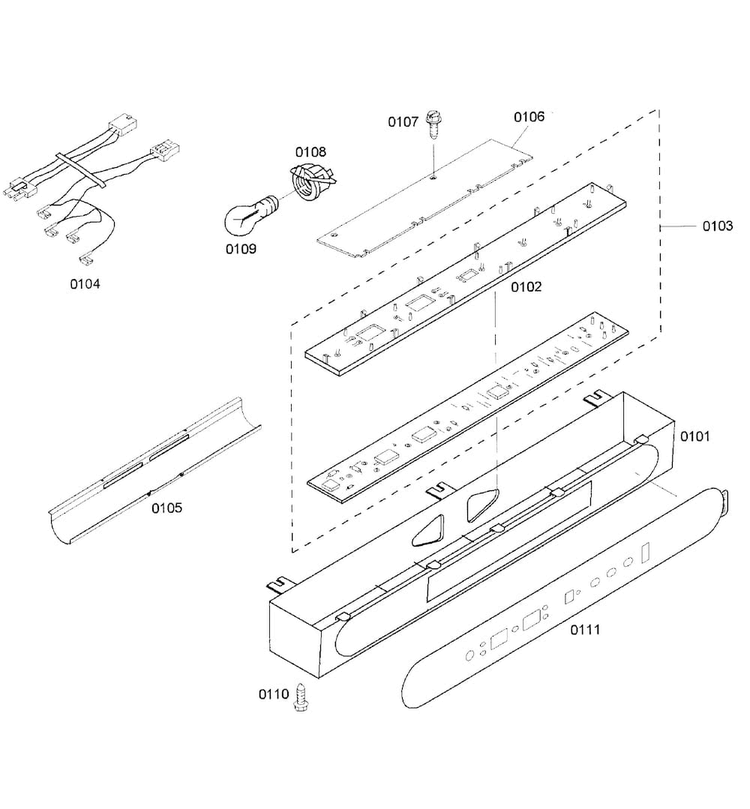Control Panel Diagram and Parts List for KBUDT4255E 04 Thermador Refrigerator