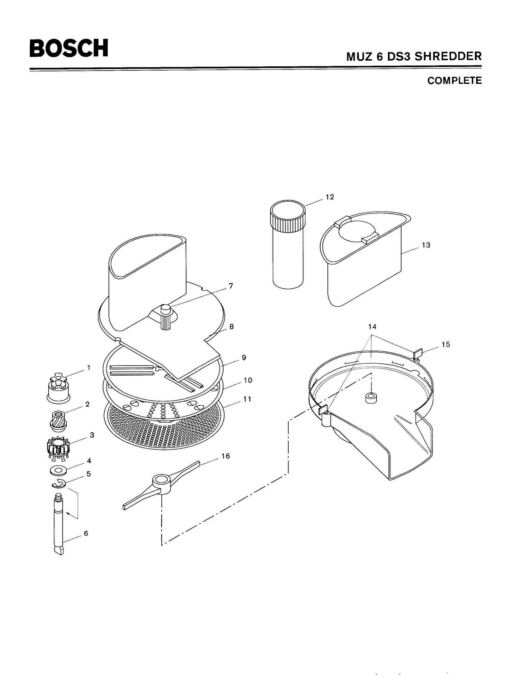 01 - COMPLETE Diagram and Parts List for MUZ6DS3  Bosch Mixer
