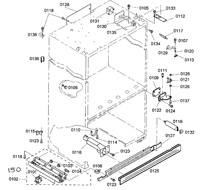 Cabinet Parts Diagram and Parts List for KBURT3655E01  Thermador Refrigerator