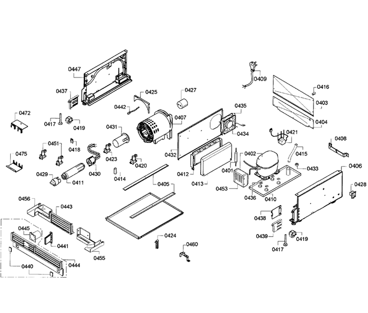 Compressor Diagram and Parts List for T18ID80NLP 48 Thermador Freezer