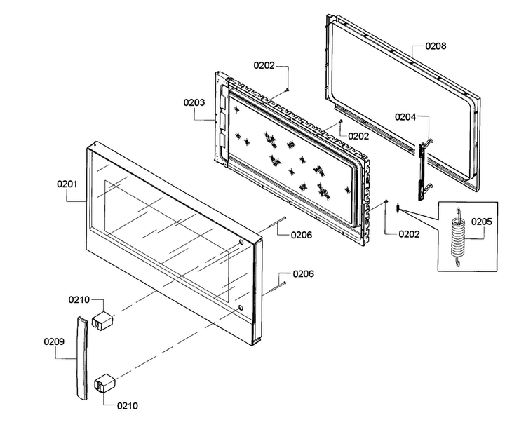 Door Diagram and Parts List for HMVP052U 01 Bosch Microwave