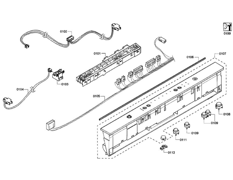 Control Panel Diagram and Parts List for SHX6AP02UC 06 Bosch Dishwasher