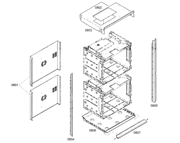 Mounting Diagram and Parts List for MED302ES01  Thermador Wall Oven