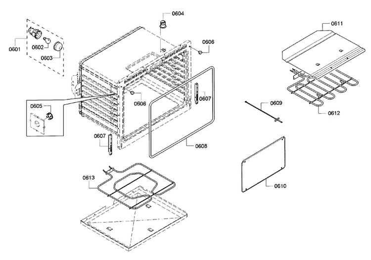 Cavity-lower Diagram and Parts List for HBL5551UC 01 Bosch Wall Oven