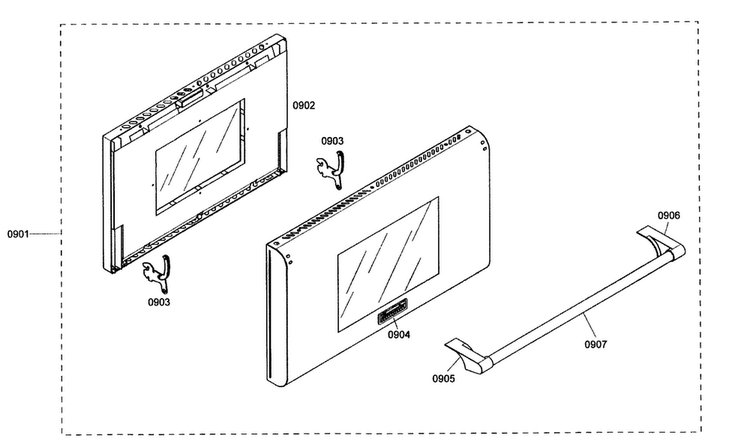 Door Assy Diagram and Parts List for PRG366EG01  Thermador Range