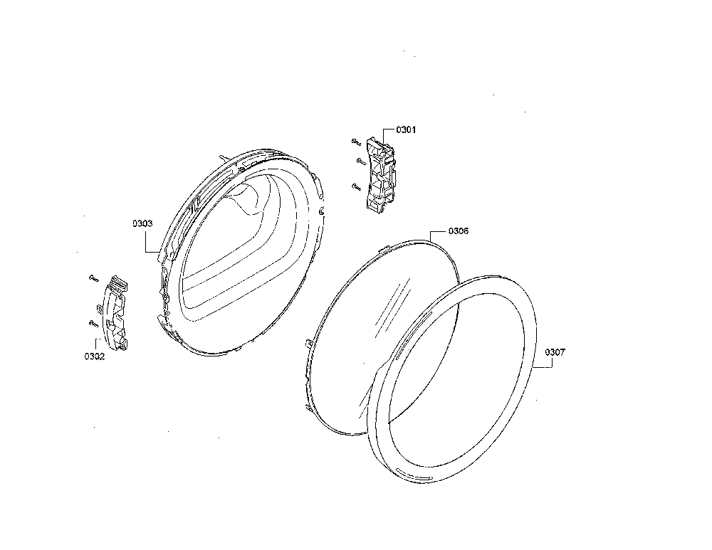 Door Diagram and Parts List for WTG865H2UC 01 Bosch Dryer