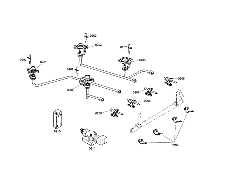 Burners Diagram and Parts List for HDS7132U 01 Bosch Range