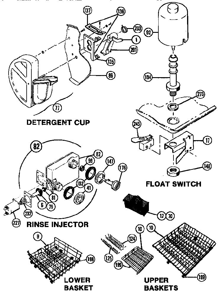 Section 3 Diagram and Parts List for TD121  Thermador Dishwasher