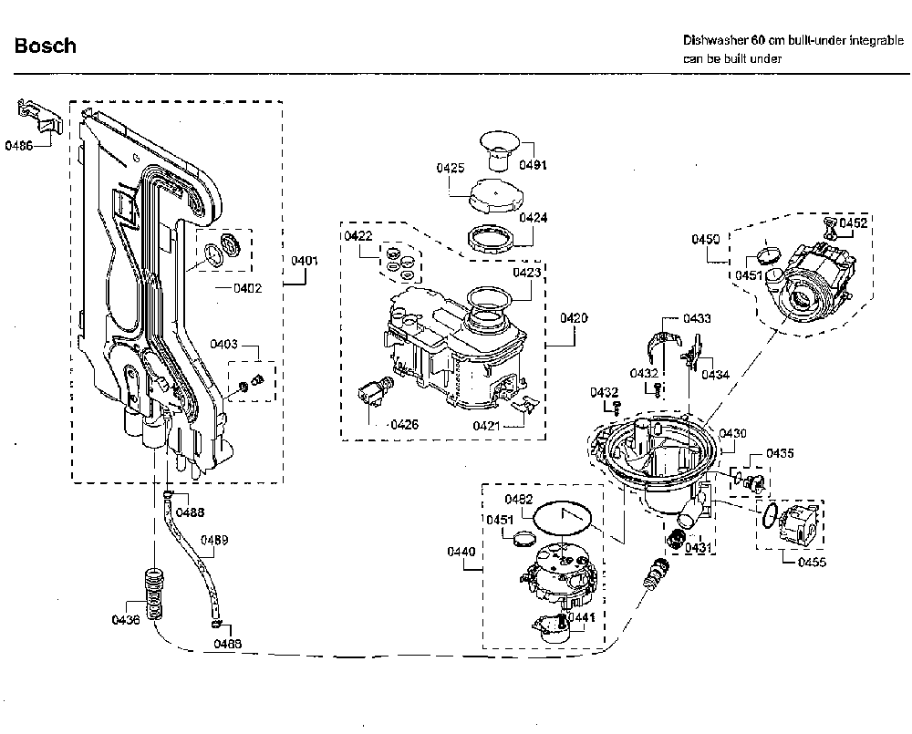 Pump Diagram and Parts List for SHX88PW55N 01 Bosch Dishwasher