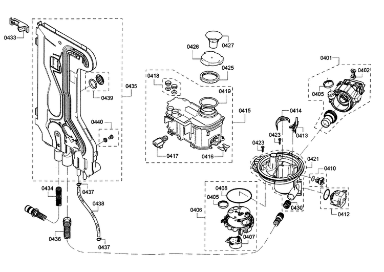 Pump Diagram and Parts List for SHE7PT55UC 02 Bosch Dishwasher