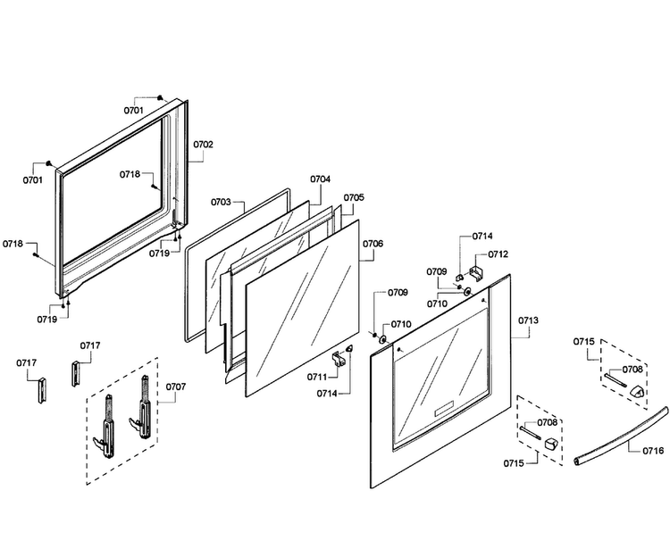 Door Lower Diagram and Parts List for HBN5650UC 08 Bosch Wall Oven