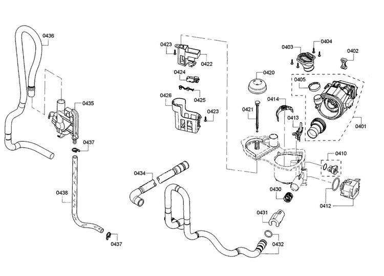 Pump Assy Diagram and Parts List for SHX3AR55UC 17 Bosch Dishwasher
