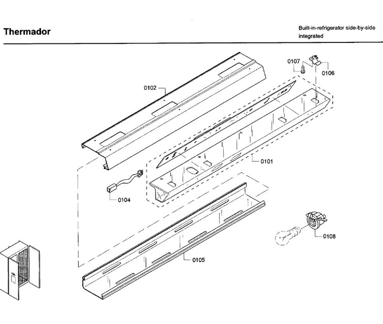 Light Panel Diagram and Parts List for T42BD820NS 00 Thermador Refrigerator