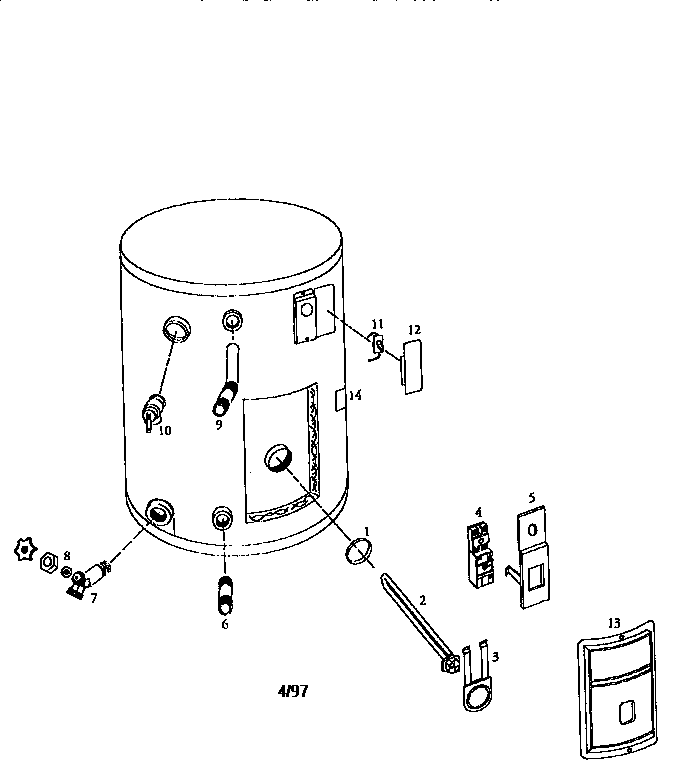 Replacement Parts Diagram and Parts List for 153317061  Kenmore Water Heater