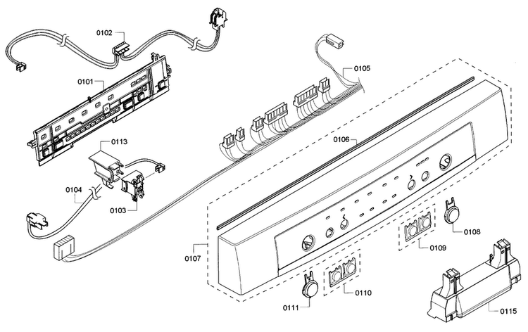 Control Panel Diagram and Parts List for SHE3AR55UC 20 Bosch Dishwasher