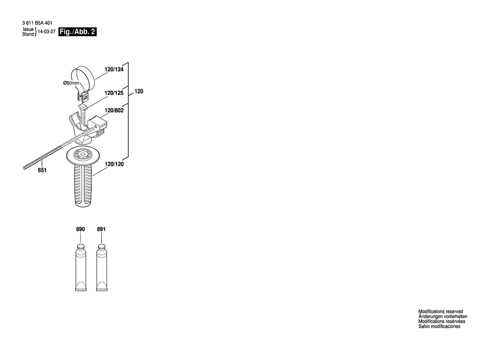 Diagram 2 Diagram and Parts List for GBH2-20D 3 611 B5A 4E2 Bosch Hammer Drill