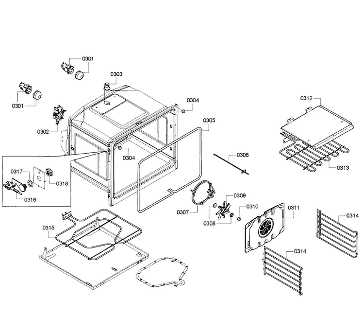 Oven Upper Diagram and Parts List for HBN5650UC 09 Bosch Wall Oven