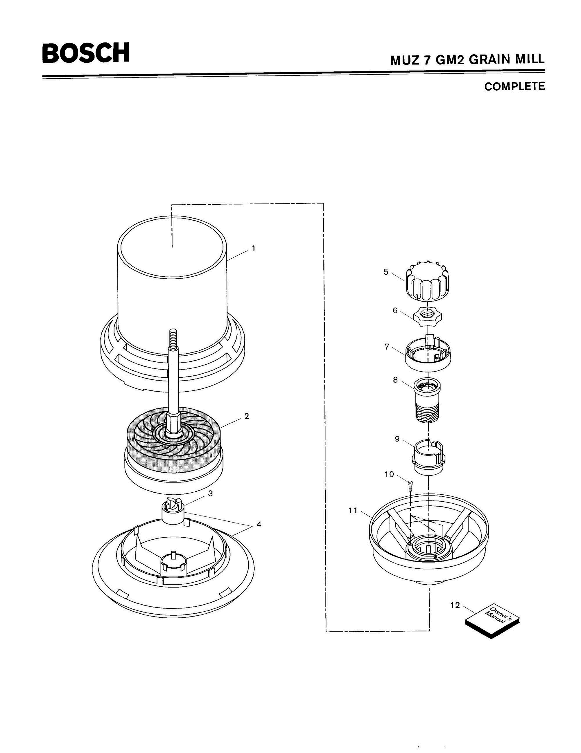 01 - COMPLETE Diagram and Parts List for MUZ7GM2  Bosch Mixer