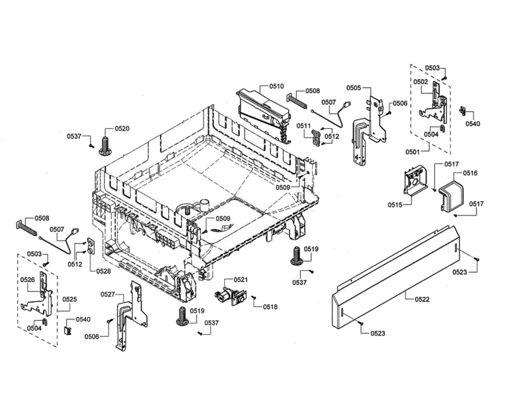 Base/Power Module Diagram and Parts List for SHE3ARL5UC 12 Bosch Dishwasher