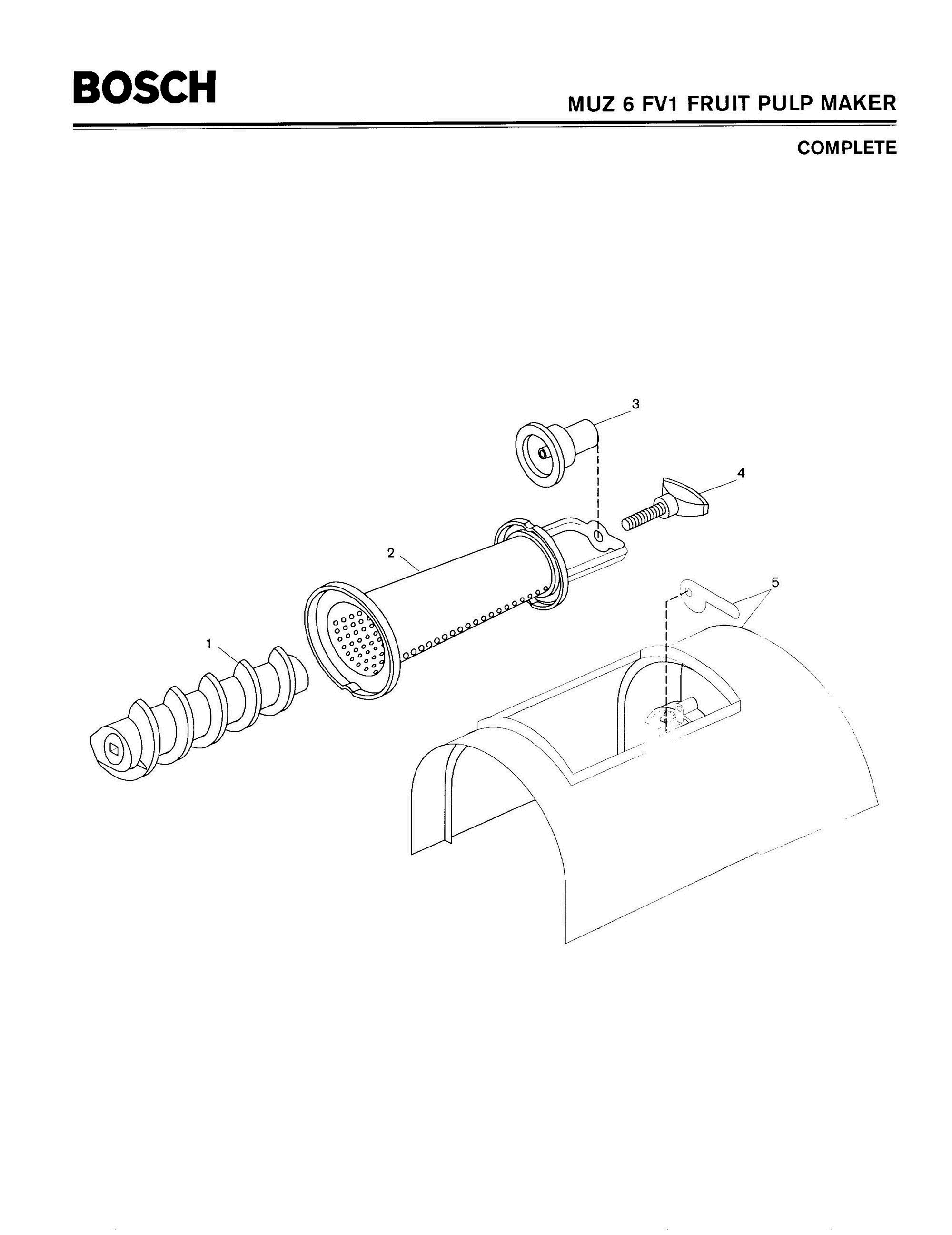 01 - COMPLETE Diagram and Parts List for MUZ6FV1  Bosch Juicer