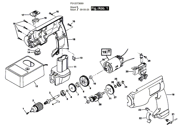 Bosch Hd2736type4 (F012273699) Diagram and Parts List for HD2736 (TYPE 4)(F012273699) Bosch Cordless Drill