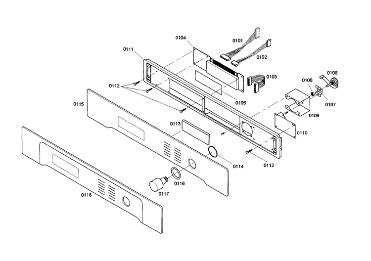 Control Panel Diagram and Parts List for HBL752AUC 02 Bosch Wall Oven