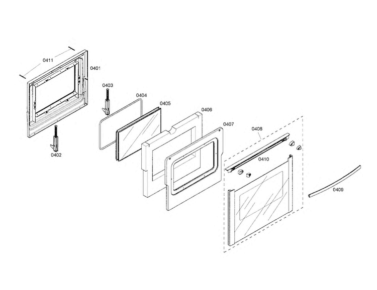 Door Diagram and Parts List for HGS7132UC 01 Bosch Range