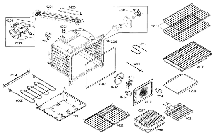 Oven Assy Diagram and Parts List for HEI7132U 01 Bosch Range