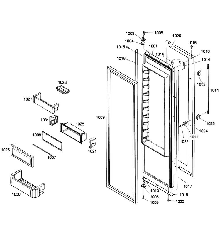 Right Door Diagram and Parts List for KBUDT4255E 03 Thermador Refrigerator