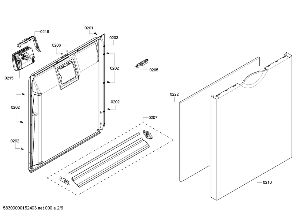 Diagram 2 Diagram and Parts List for SHE6AP02UC-06  Bosch Dishwasher