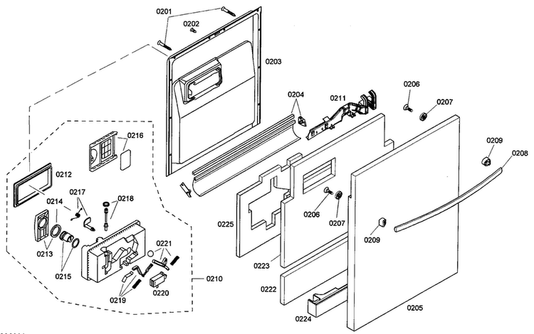 Door Assy Diagram and Parts List for SHX45M06UC 48 Bosch Dishwasher