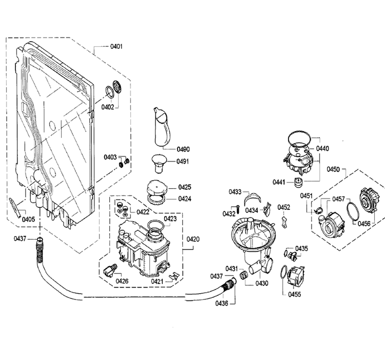 Pump Diagram and Parts List for SGE68U55UC A5 Bosch Dishwasher