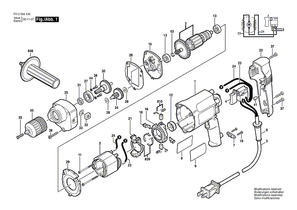 Bosch Hd6541type1 (F012654100) Diagram and Parts List for HD6541 (TYPE 1)(F012654100) Bosch Cordless Drill