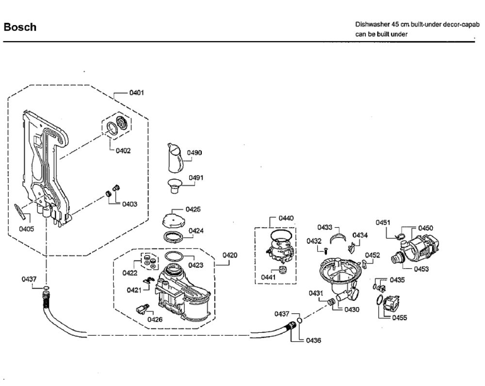 Pump Diagram and Parts List for SPE68U55UC 42 Bosch Dishwasher