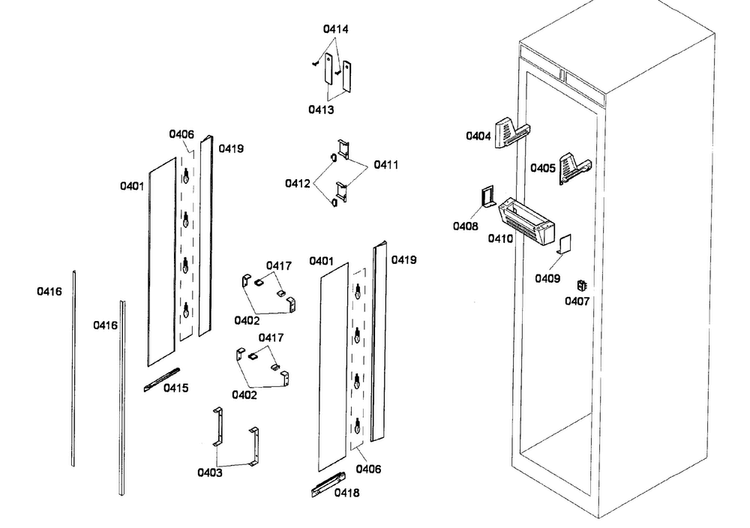 Lighting Diagram and Parts List for T24IR70NSP 32 Thermador Refrigerator