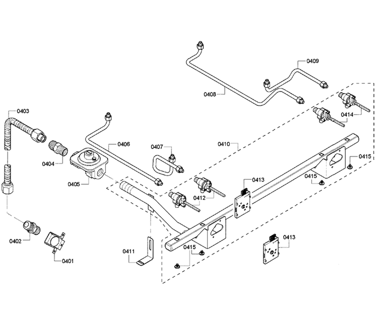 Manifold Diagram and Parts List for PRD304GHC 05 Thermador Range
