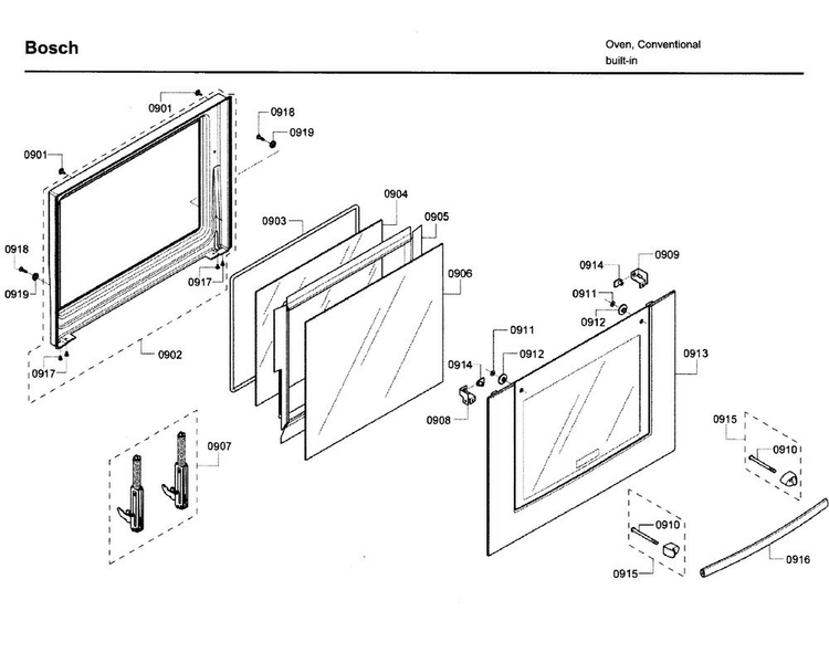 Door Asy Diagram and Parts List for HBL5760UC 09 Bosch Microwave