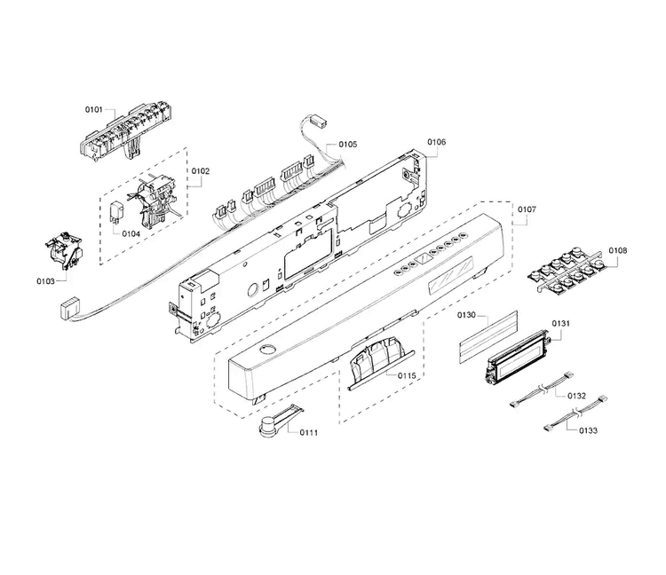 Control Panel Diagram and Parts List for SHE55RF5UC 69 Bosch Dishwasher