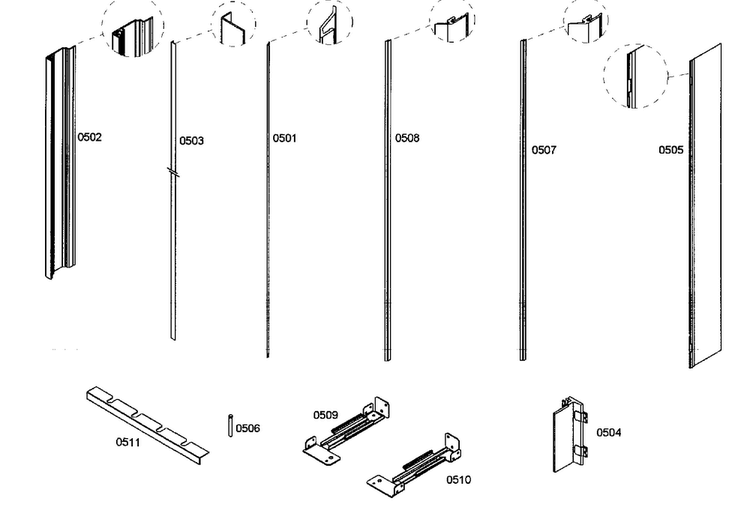 Molding Diagram and Parts List for B24IF70NSP 06 Bosch Freezer