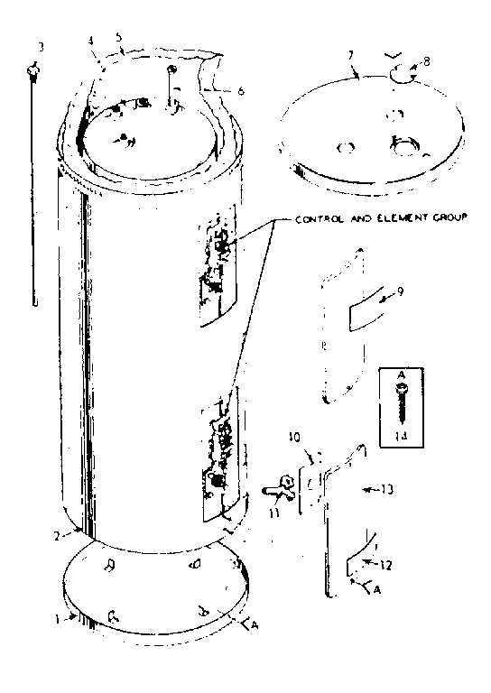 Non-functional Replacement Parts Diagram and Parts List for 153320710  Kenmore Water Heater