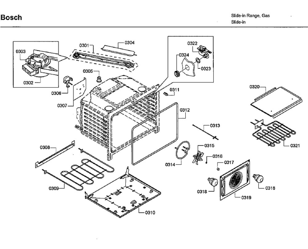Oven Diagram and Parts List for HDI7282U 08 Bosch Range