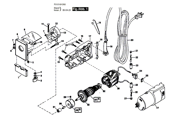 Bosch 1812type1 (F012181299) Diagram and Parts List for 1812 (TYPE1)(F012181299)(TYPE 1) Bosch Router