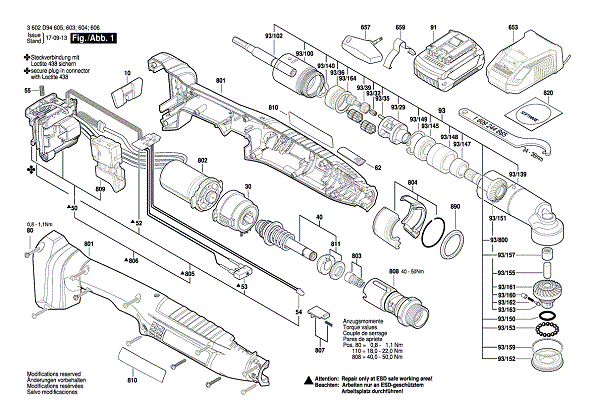 Bosch Angelexaction30-300 (3602d9461 1 Diagram and Parts List for 30-300 3602D94613 Bosch Screwdriver