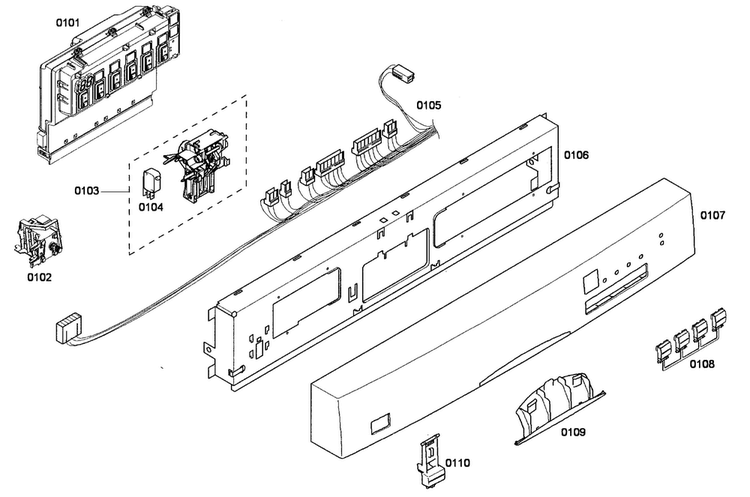 Panel Assy Diagram and Parts List for SHE44C02UC 48 Bosch Dishwasher
