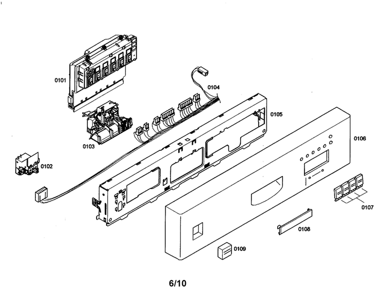 Control Unit/facia Panel Diagram and Parts List for SHE43C02UC 47 Bosch Dishwasher