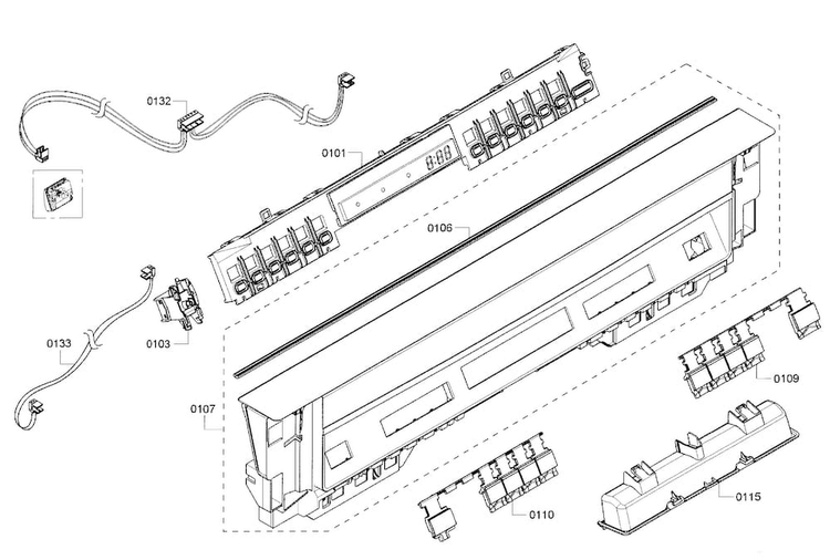 Control Panel Diagram and Parts List for SHE53TF5UC 01 Bosch Dishwasher